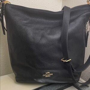 Coach Black Pebbled Leather Shoulder Bag with Gold Hardware